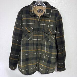 Freedom‎ Foundry Men's XL Fleece Faux Sherpa Lined Button Up Shirt Jacket Green